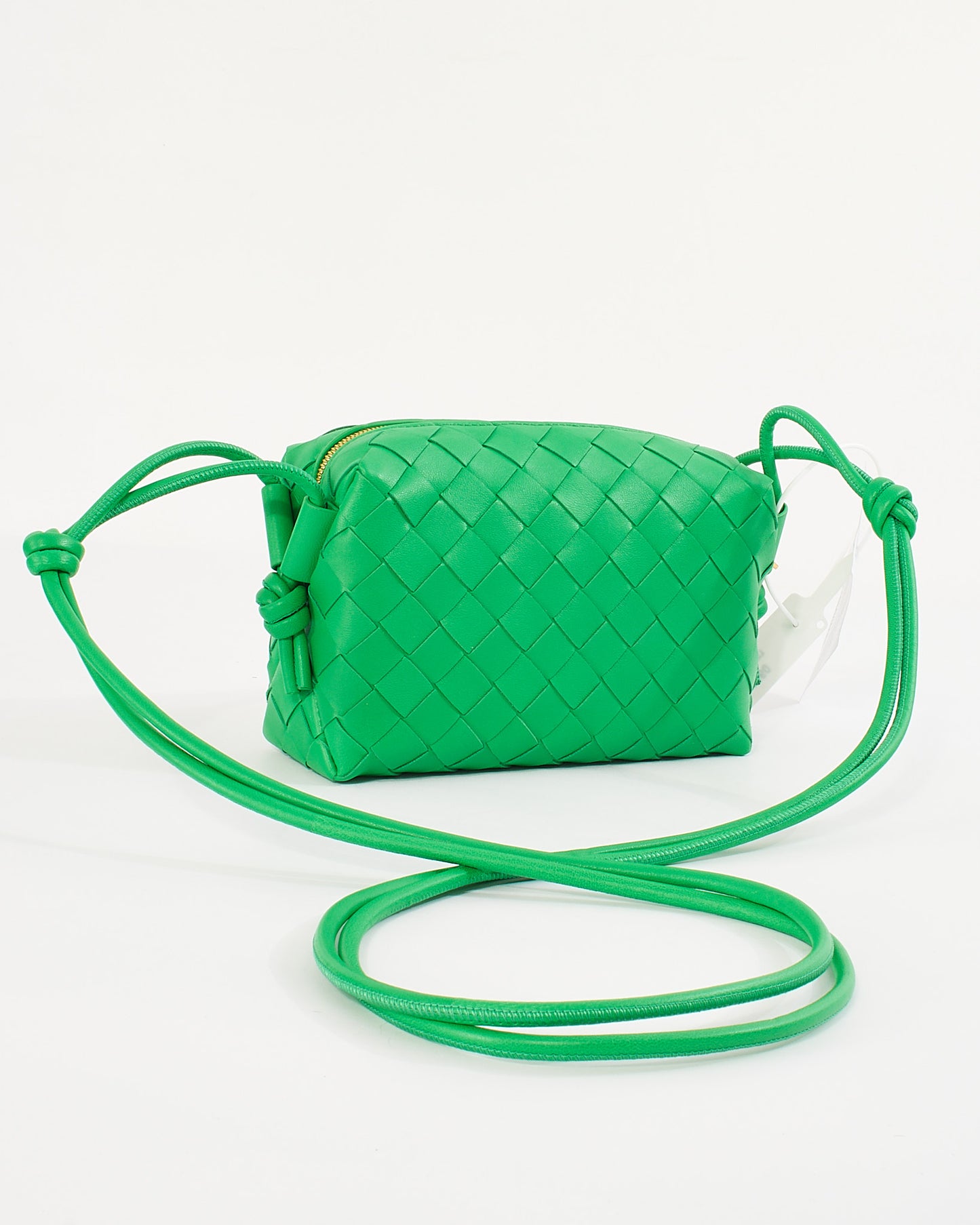 Bottega Veneta "Parakeet" Green Leather Mini Loop Camera Crossbody Bag