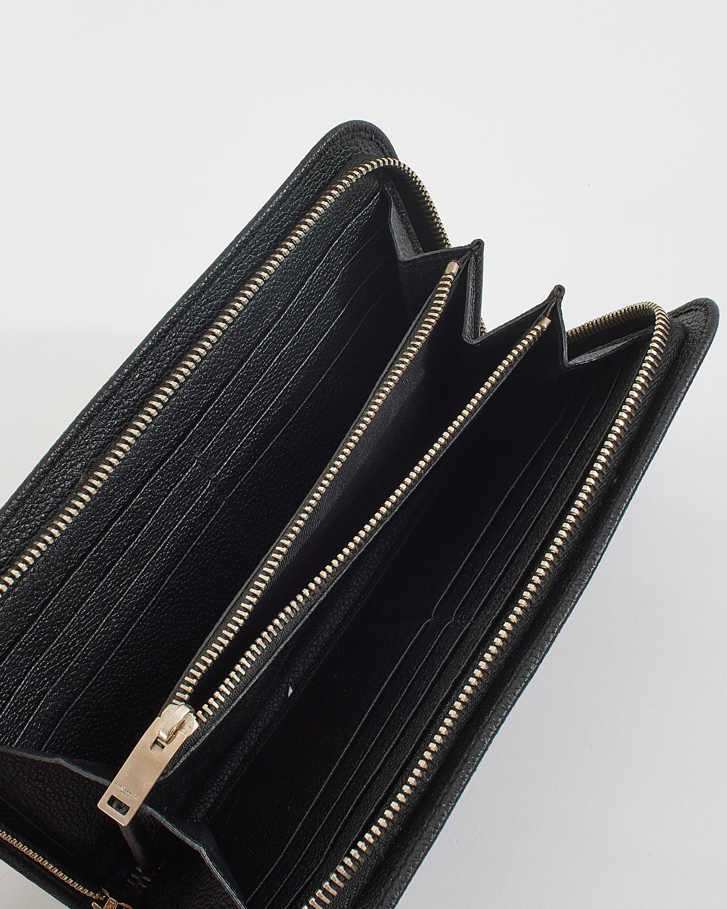 Saint Laurent Black Grain de Poudre Embossed Leather Zaip Around Wallet