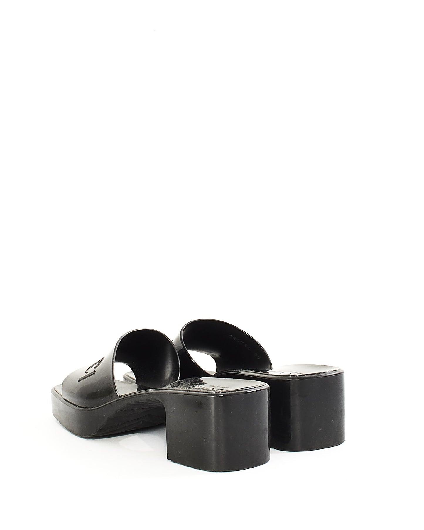Sandales à plateforme en caoutchouc noir Gucci - 37