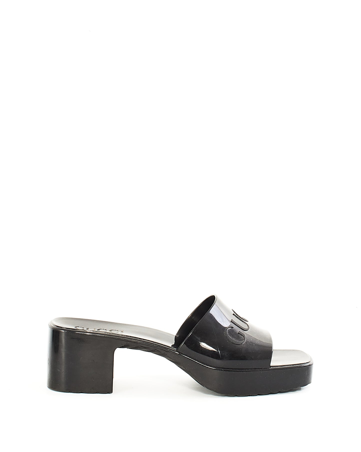 Gucci Black Rubber Platform Slide Sandals - 37