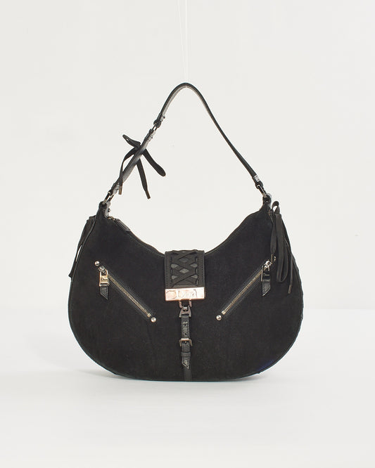 Dior Black Suede Corset Shoulder Bag