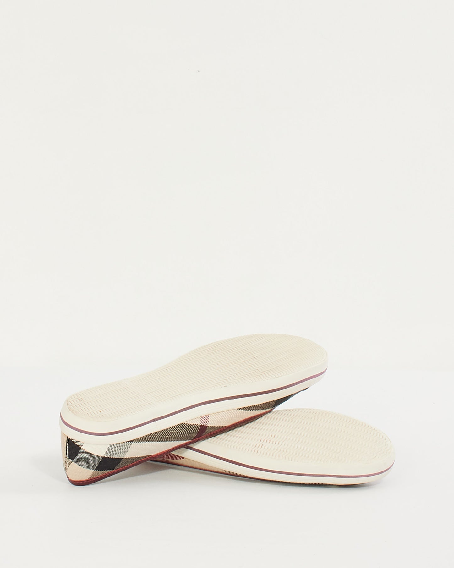 Burberry Chaussures plates à carreaux en toile beige/bordeaux - 37
