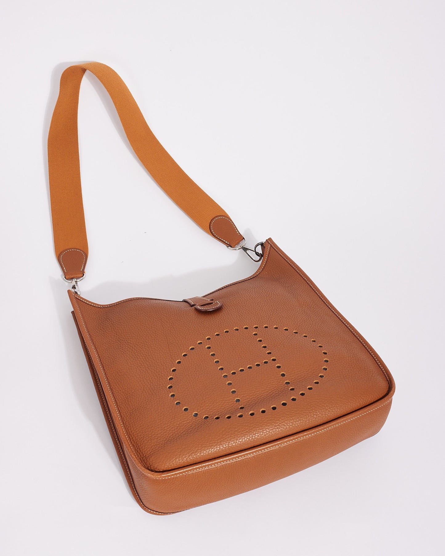Hermès Tan (Gold) Clemence Leather Evelyne I GM Crossbody