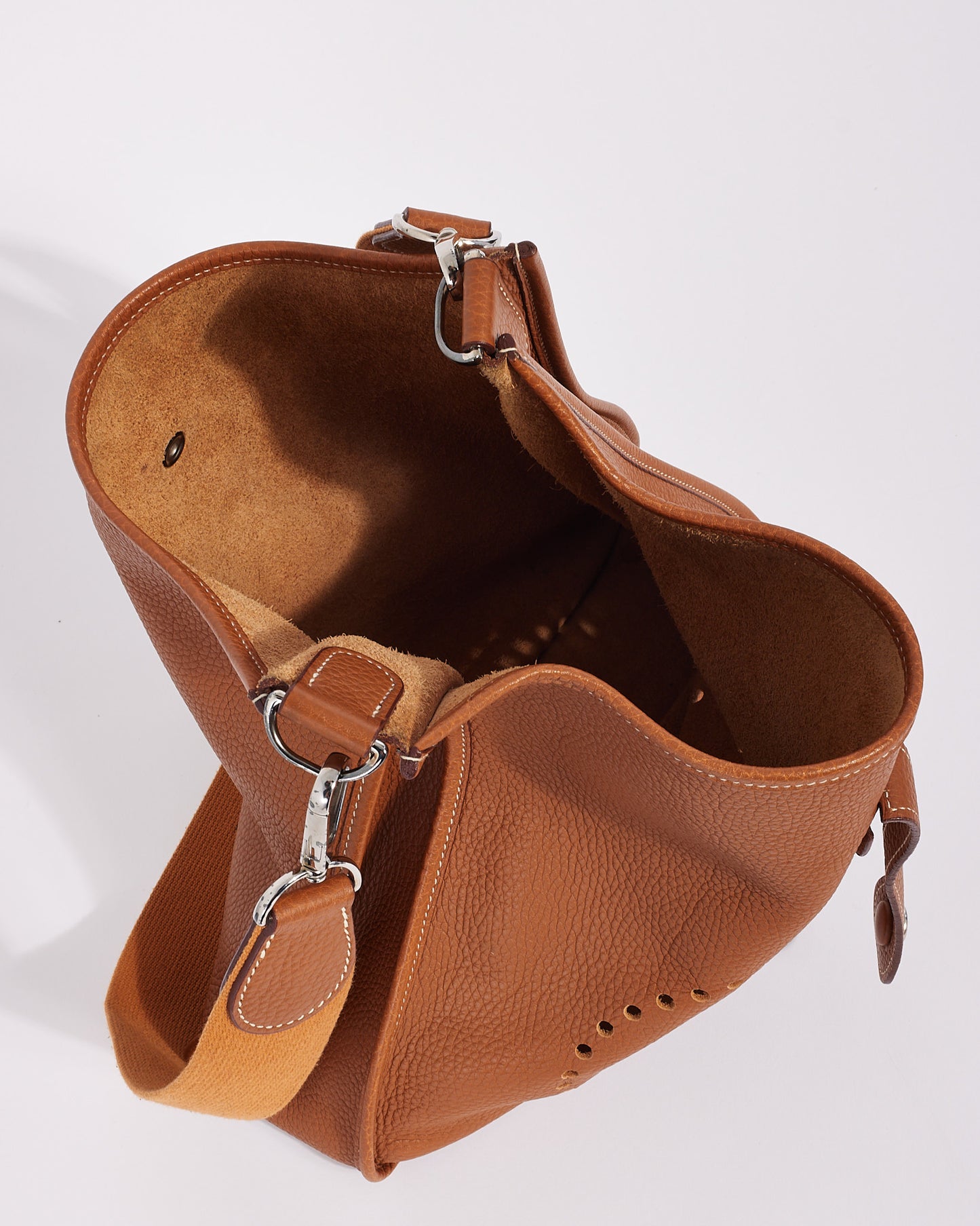 Hermès Tan (Gold) Clemence Leather Evelyne I GM Crossbody