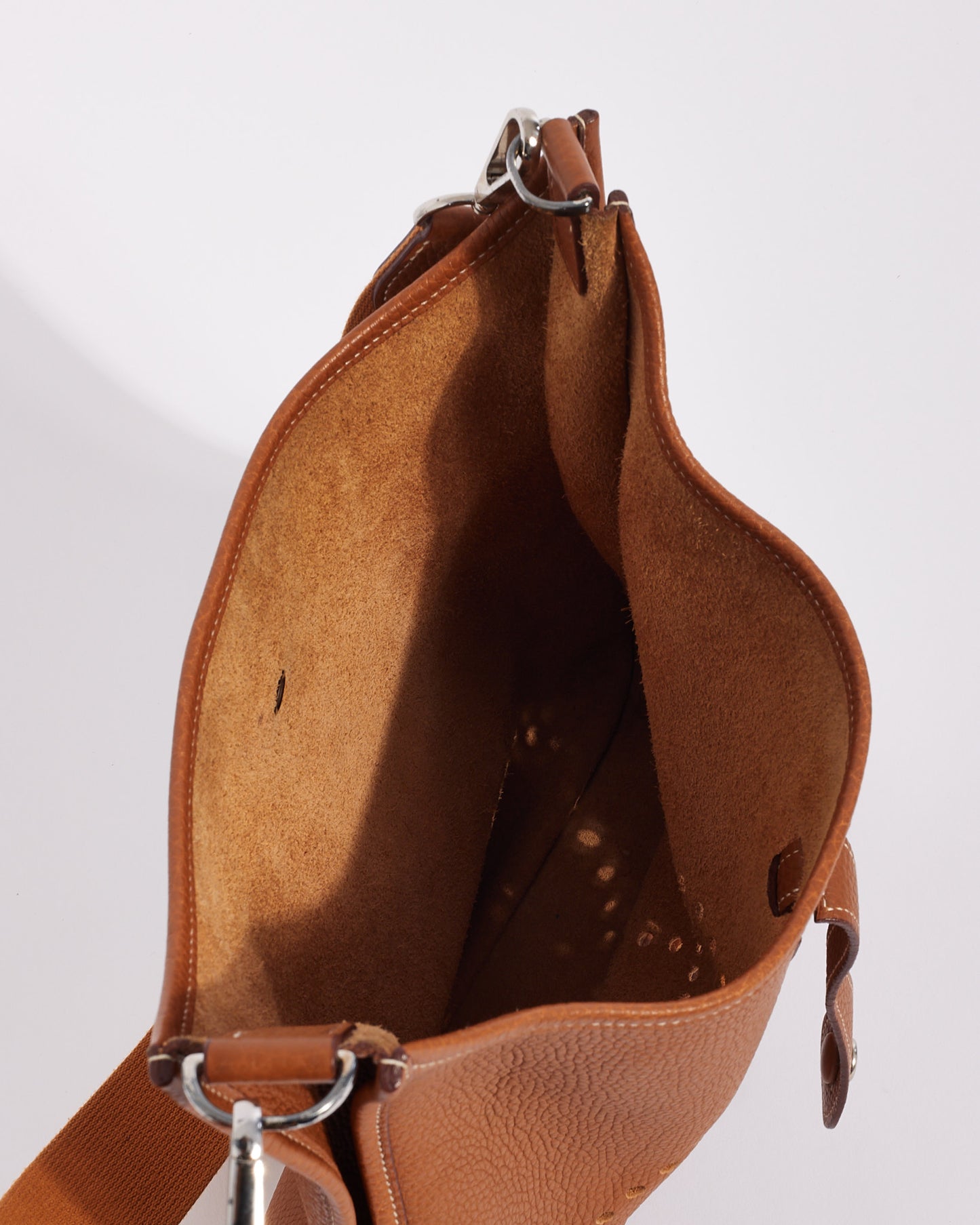 Hermès Tan (Gold) Clemence Leather Evelyne I GM Crossbody