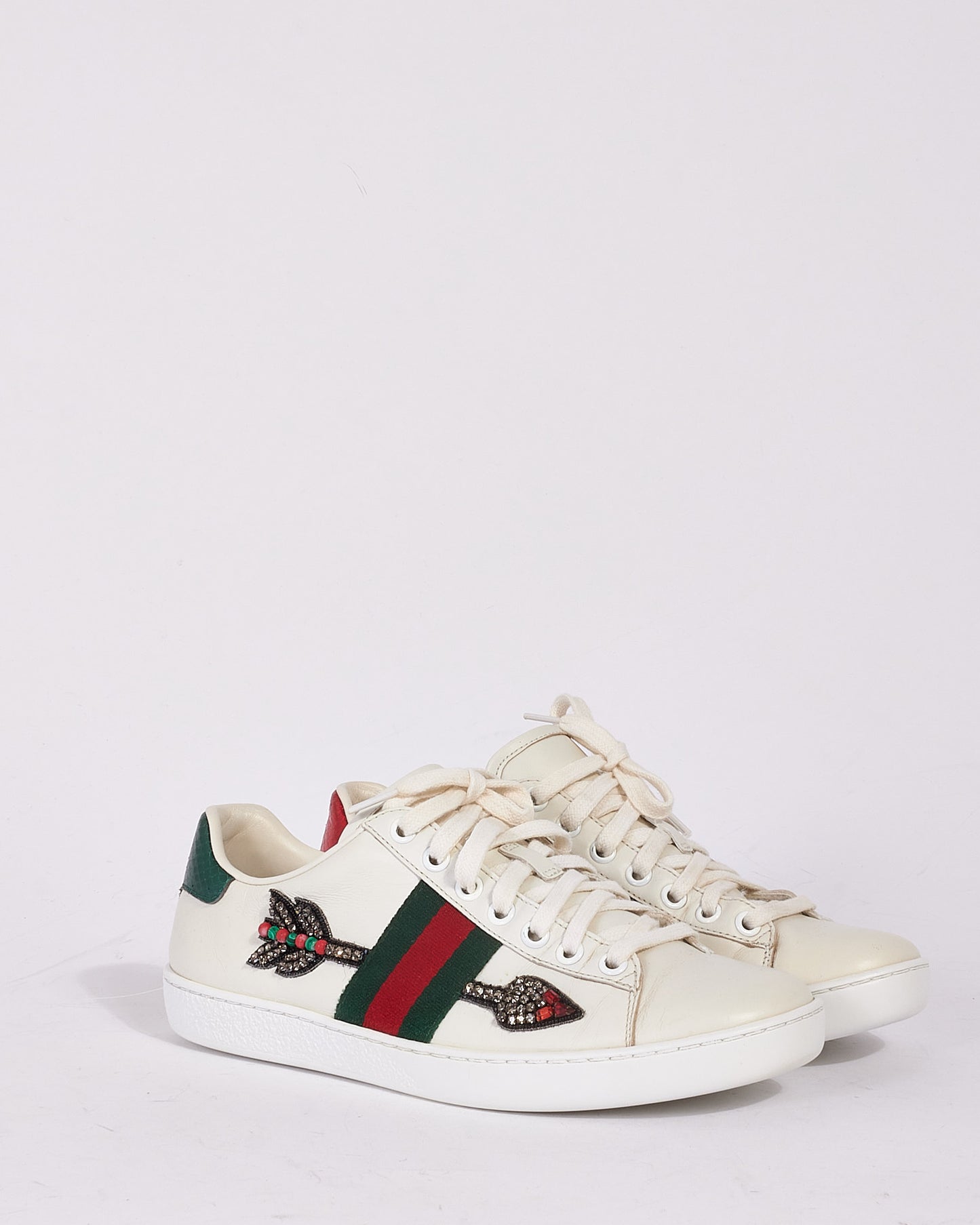 Gucci White Ace Web Arrow Sneakers - 36