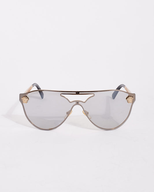 Versace Gold MOD 2161 Shield Medusa Head Sunglasses