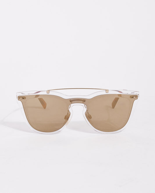 Valentino Gold Transparent VA4008 Wayfarer Shield Sunglasses