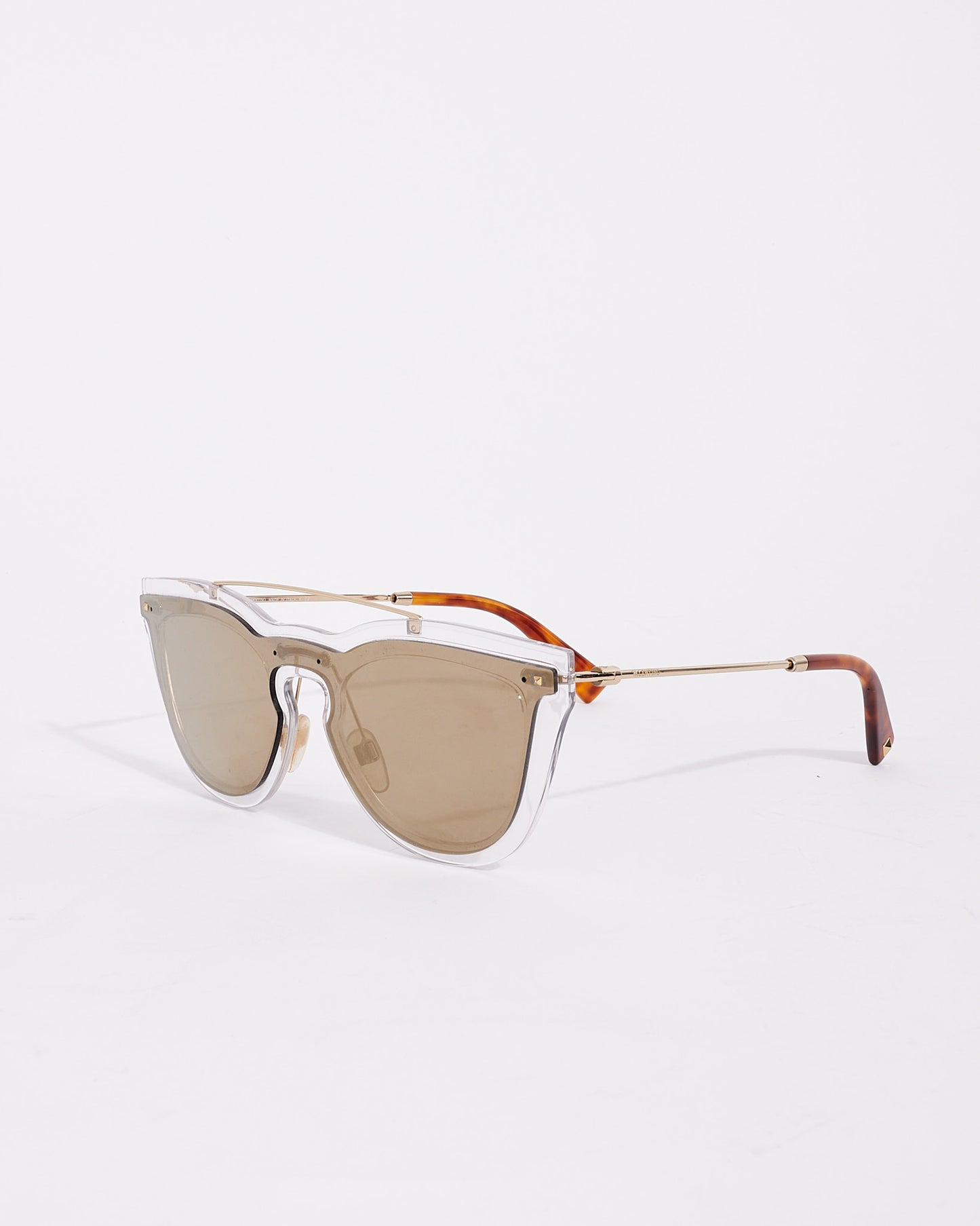 Valentino Gold Transparent VA4008 Wayfarer Shield Sunglasses