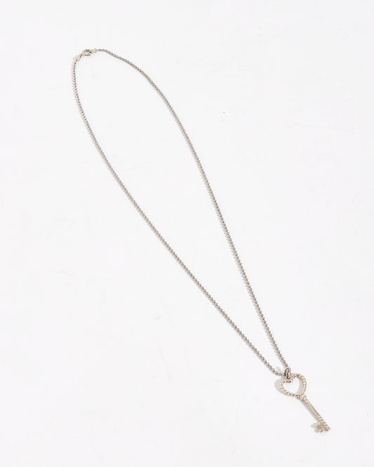 Tiffany & Co. Sterling Silver Twist Heart Key Pendant Necklace