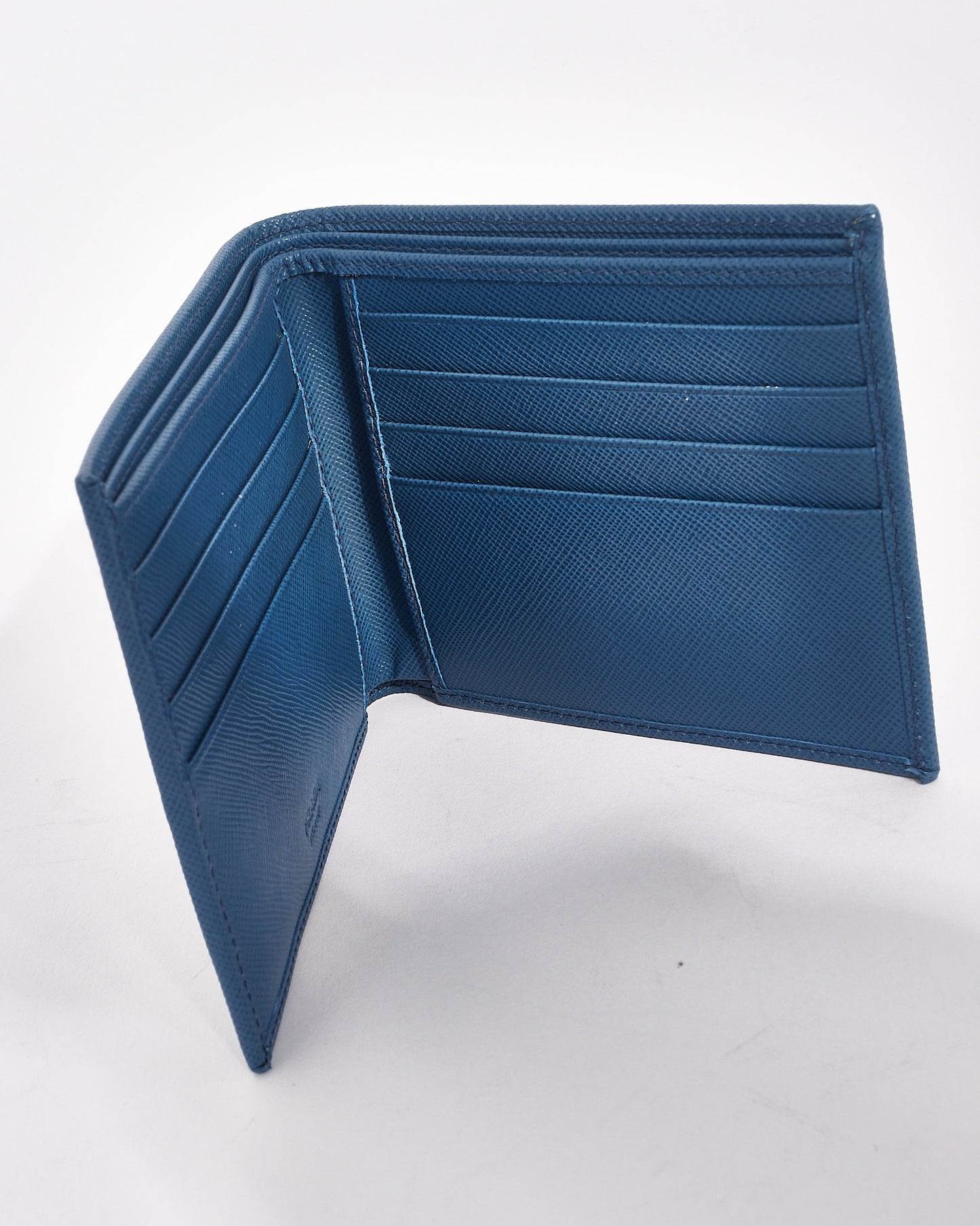 Prada Blue Saffiano Leather Bifold Wallet