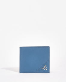  Prada Blue Saffiano Leather Bifold Wallet