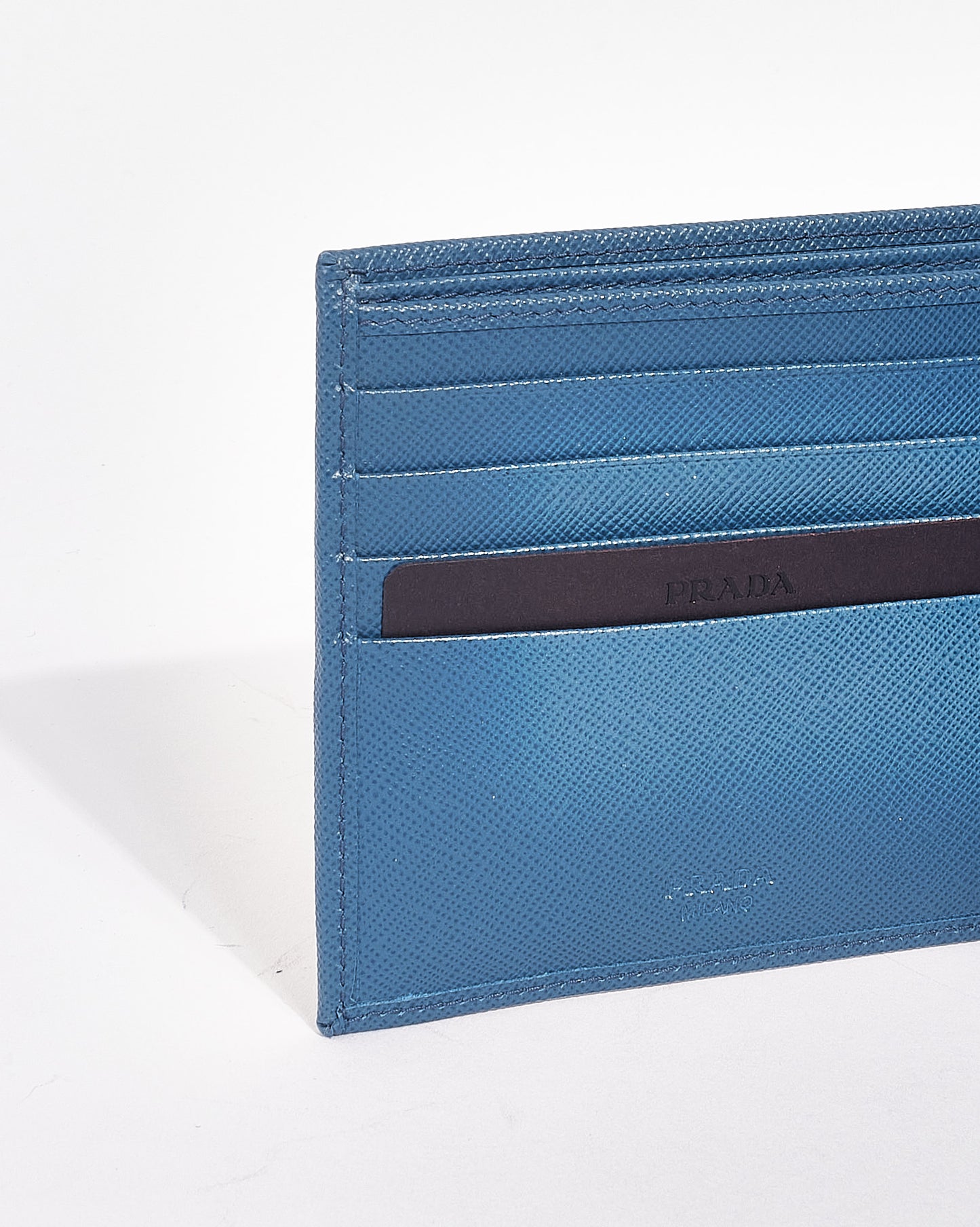 Prada Blue Saffiano Leather Bifold Wallet