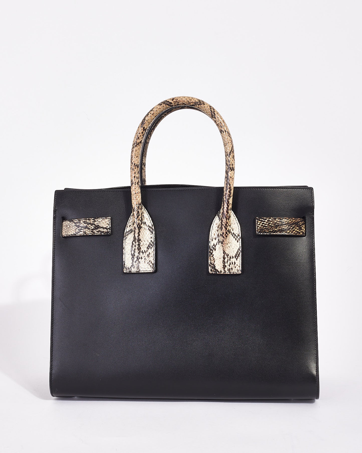 Explore a Saint Laurent Black Leather Python Embossed Detailed