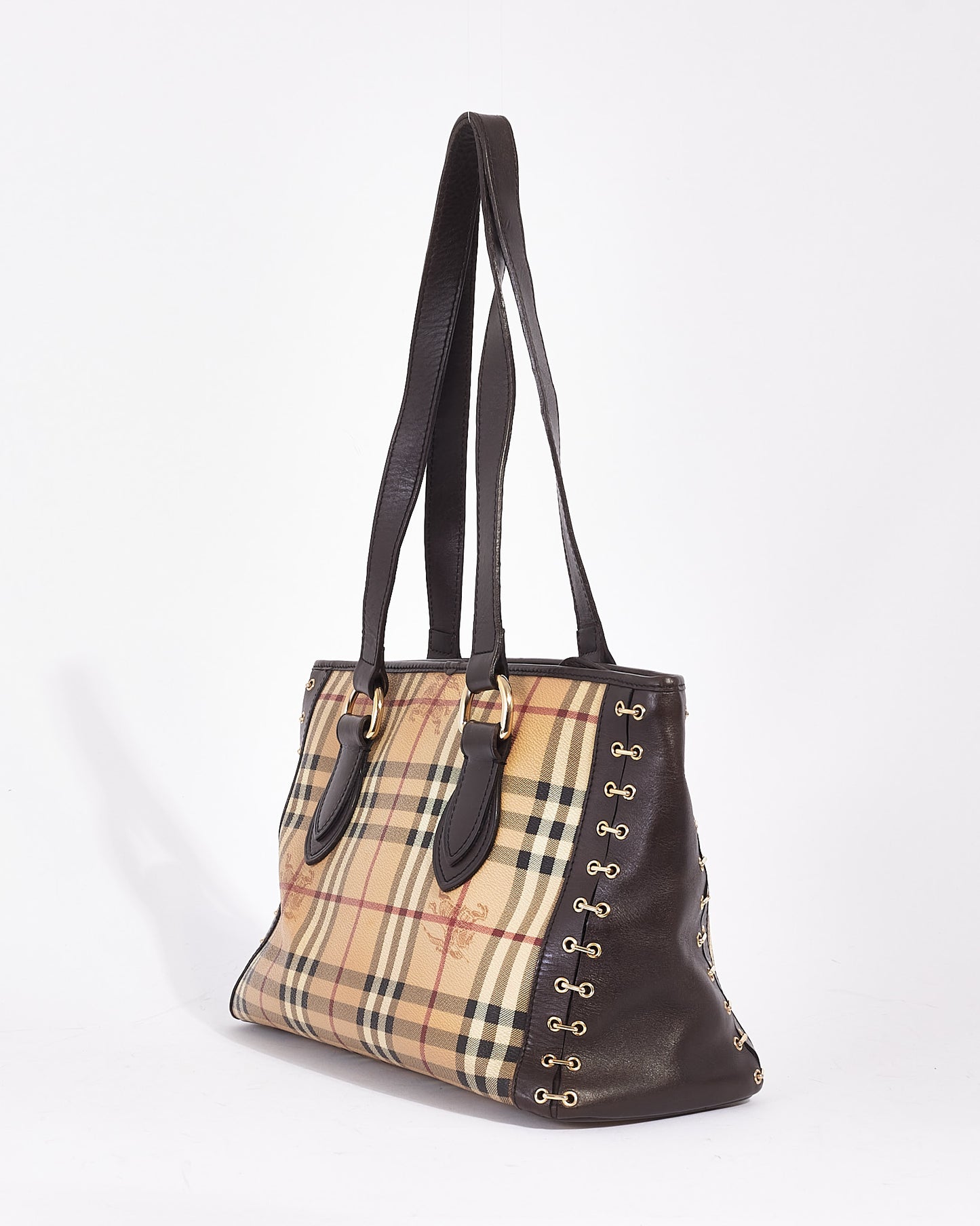 Burberry Brown Haymarket Coated Canvas Tote Bag