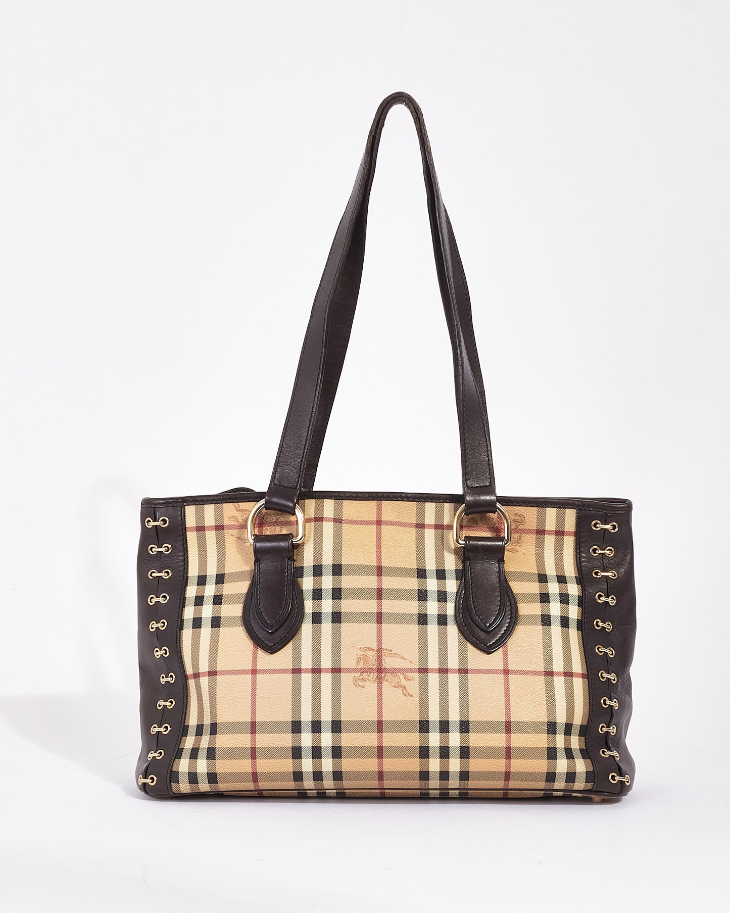 Burberry Brown Haymarket Coated Canvas Tote Bag