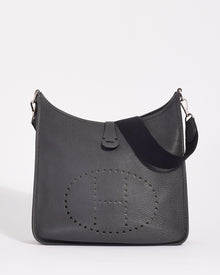  Hermès Dark Grey (Graphite) Clemence Leather Evelyne I GM Crossbody Bag