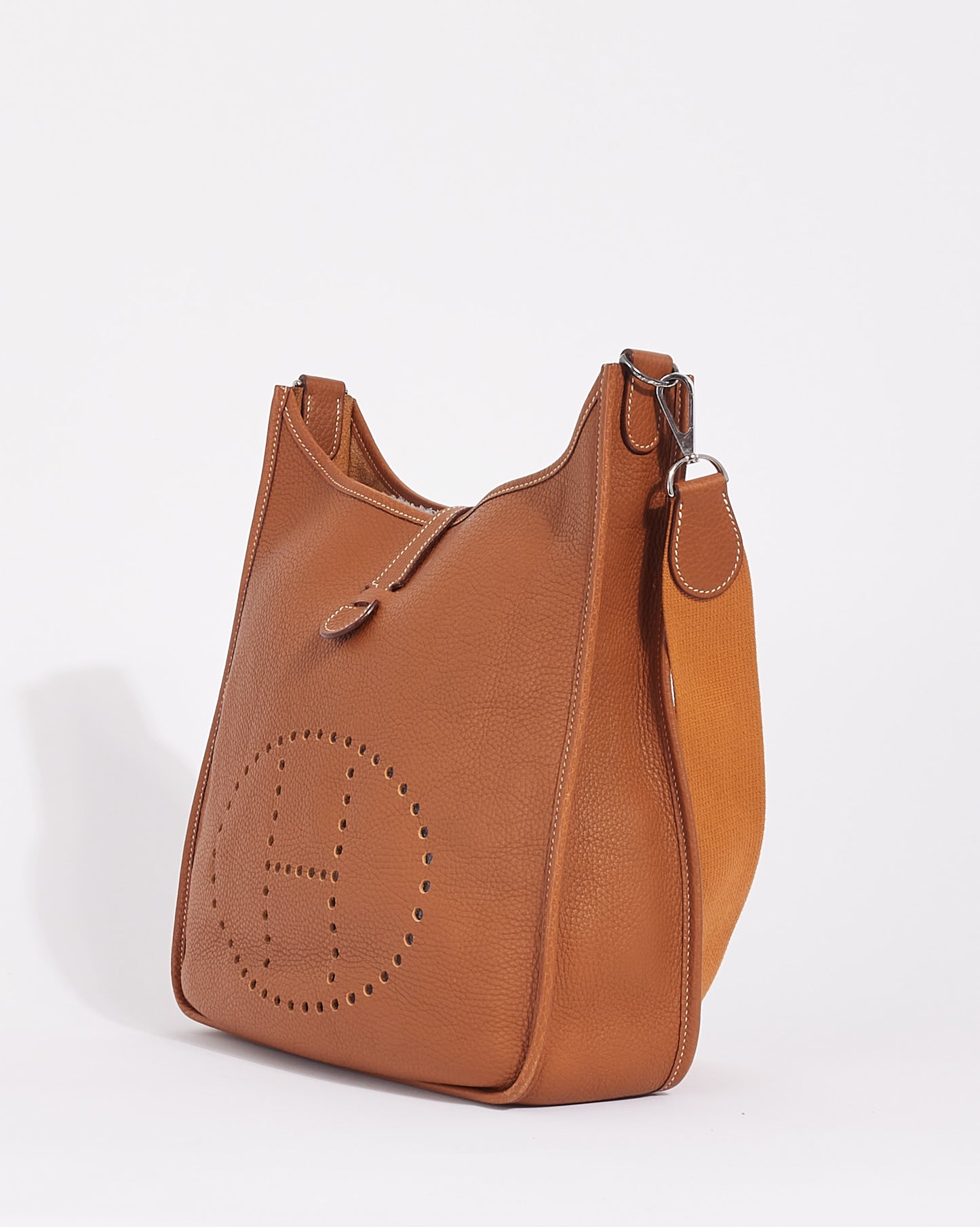 Hermès Tan (Gold) Clemence Leather Evelyne I GM Crossbody