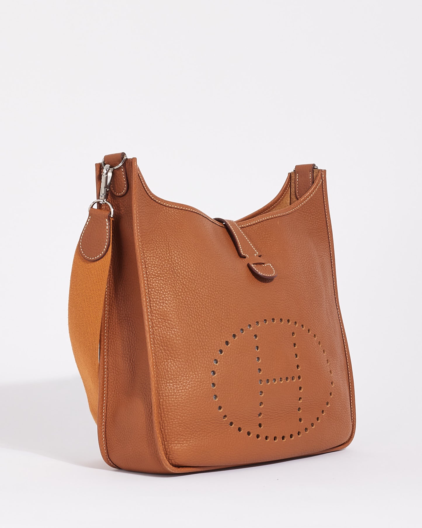 Hermès Tan (Gold) Clemence Leather Evelyne I GM Crossbody