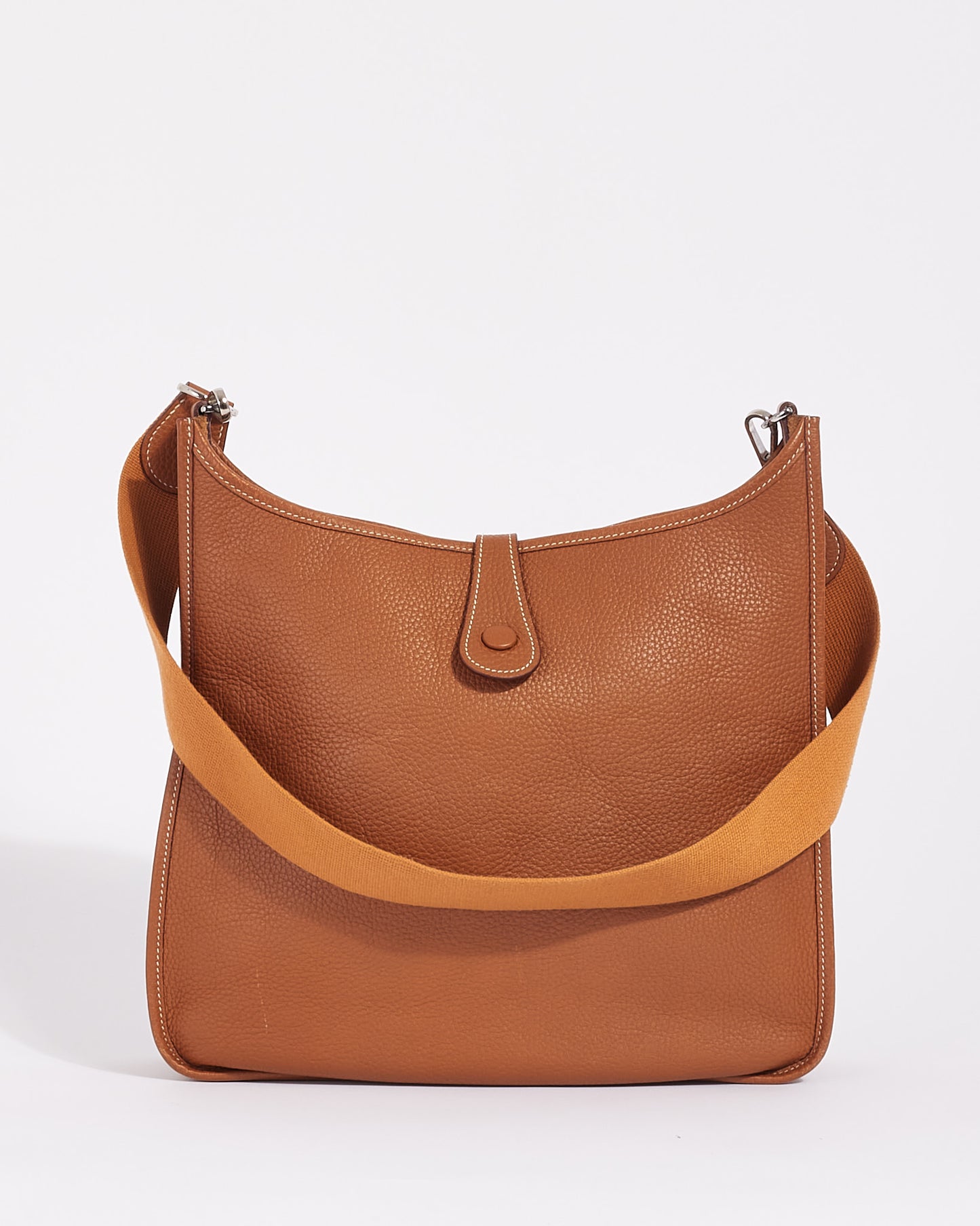 Hermès Tan (Gold) Clemence Leather Evelyne I GM Crossbody