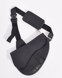  Dior Black Leather Large Saddle Bag