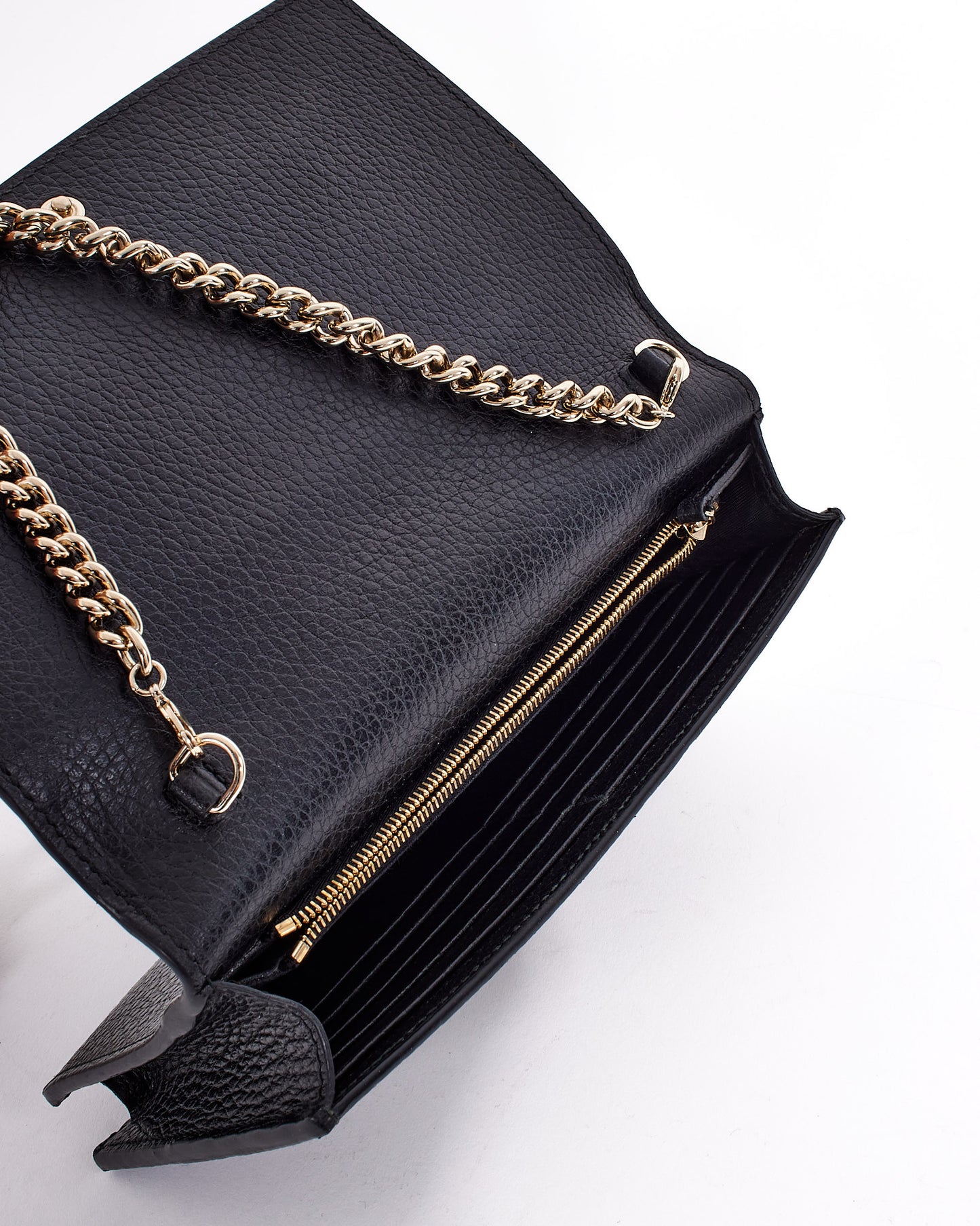 Gucci Black Leather Betty Wallet on Chain