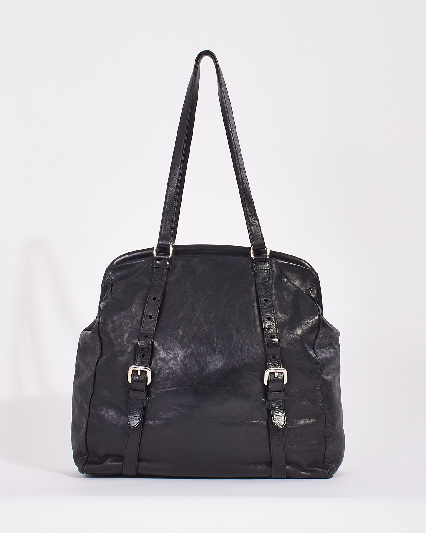 Prada Black Leather Large Doctor Bag