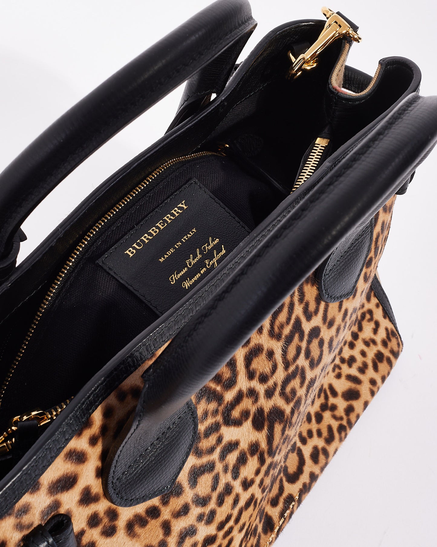 Burberry Leopard Calfhair Banner Tote Bag