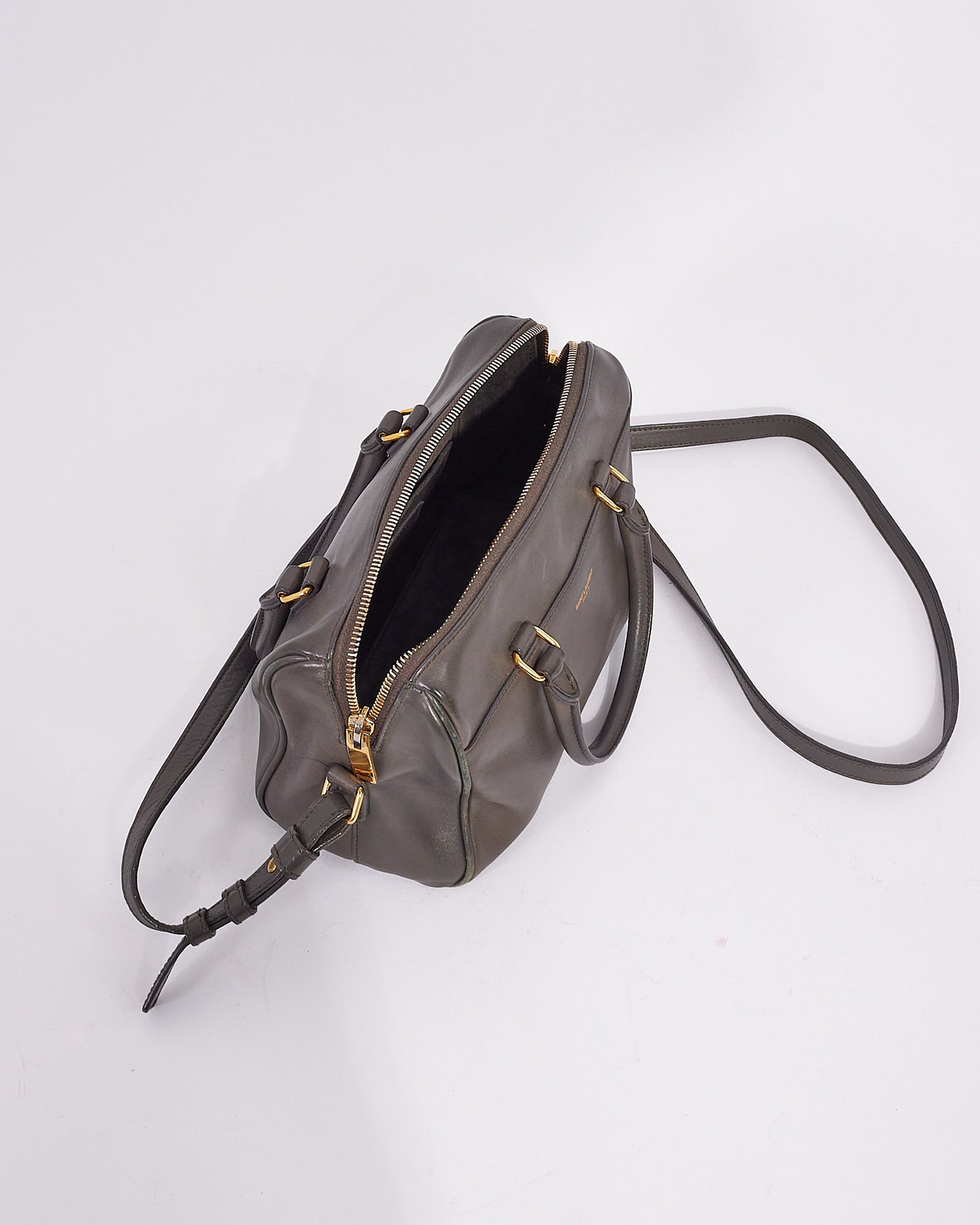Saint Laurent Grey Leather Classic Baby Duffle Bag