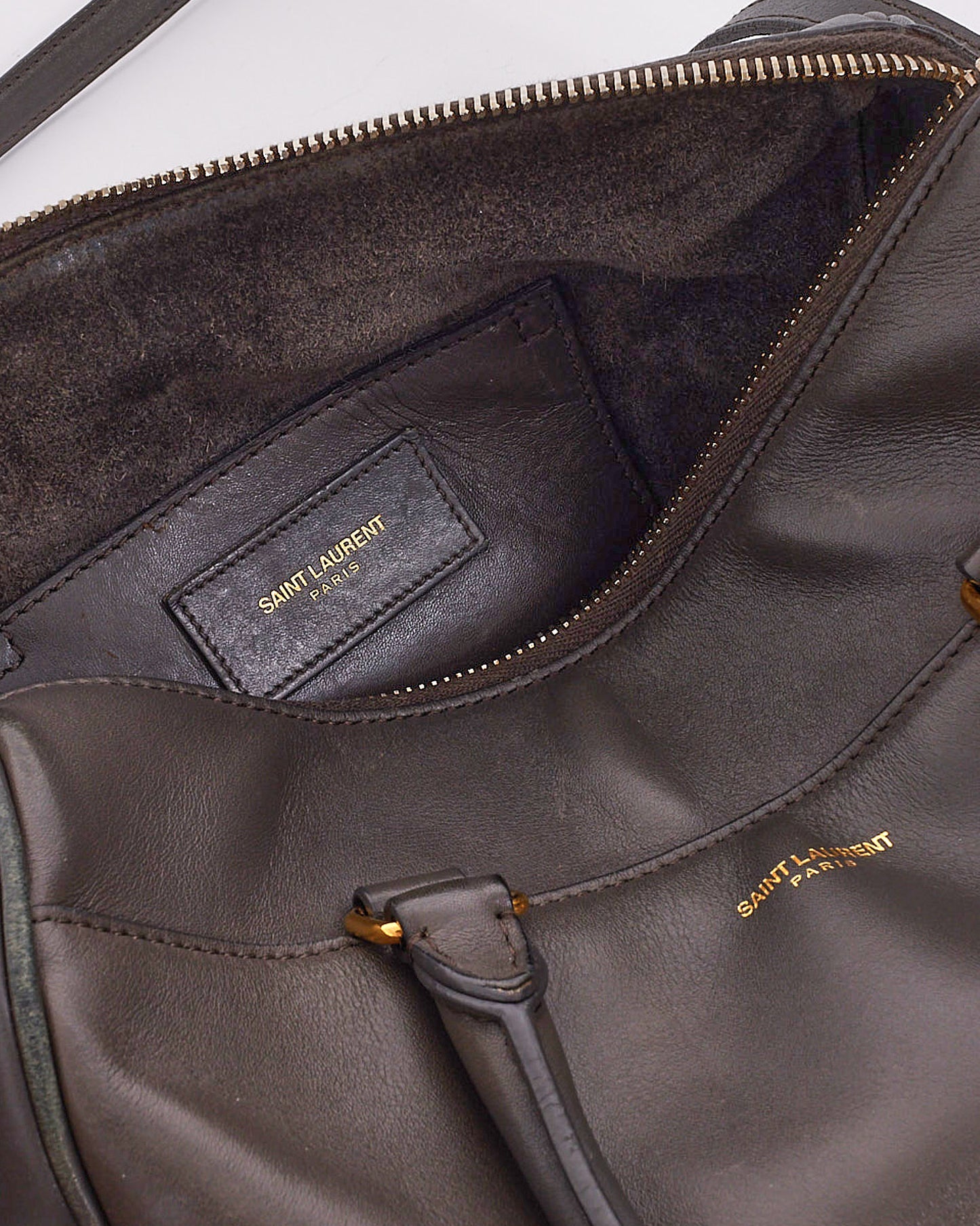 Saint Laurent Grey Leather Classic Baby Duffle Bag