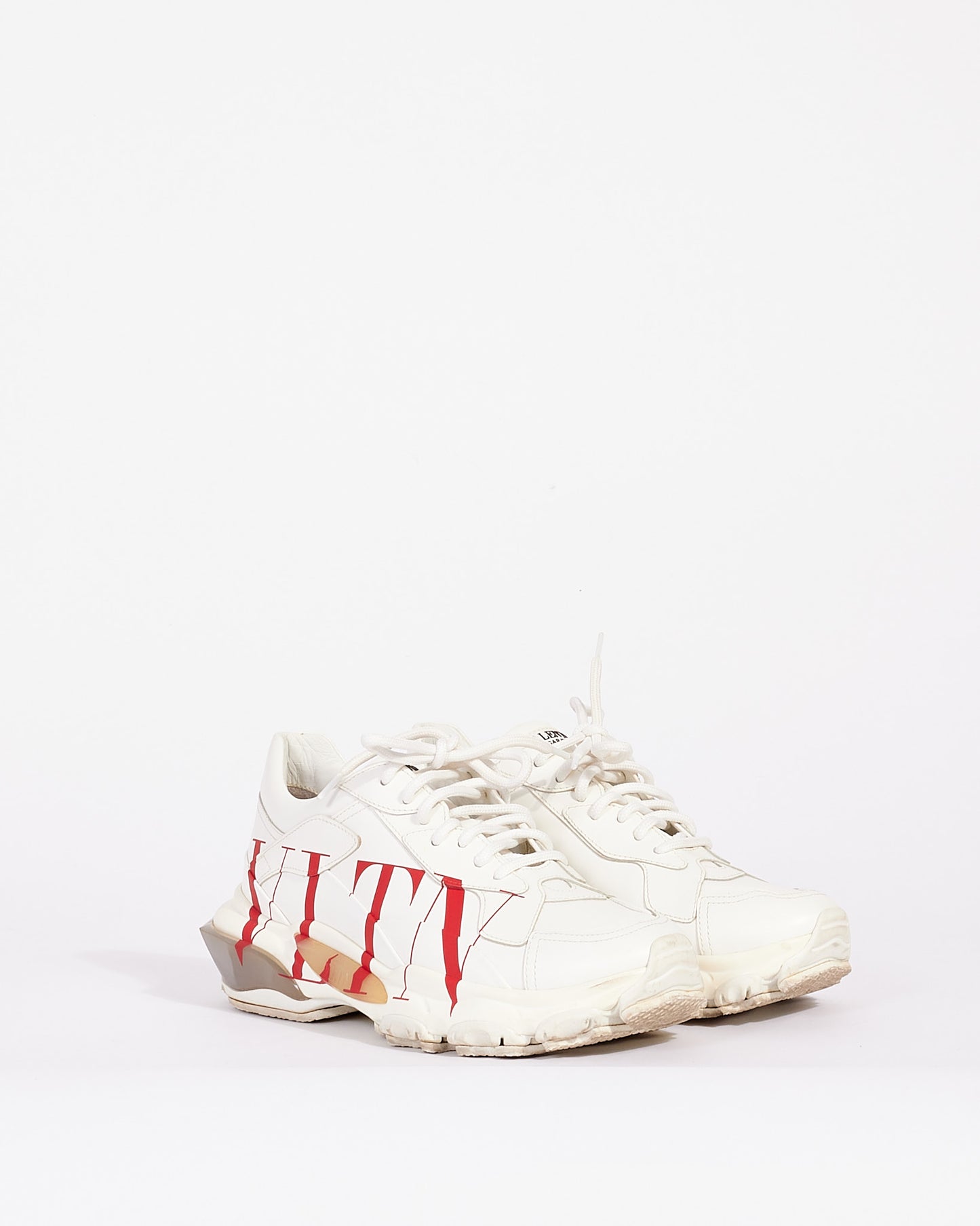 Valentino White Leather Rockstud VLTN Sneakers - 39