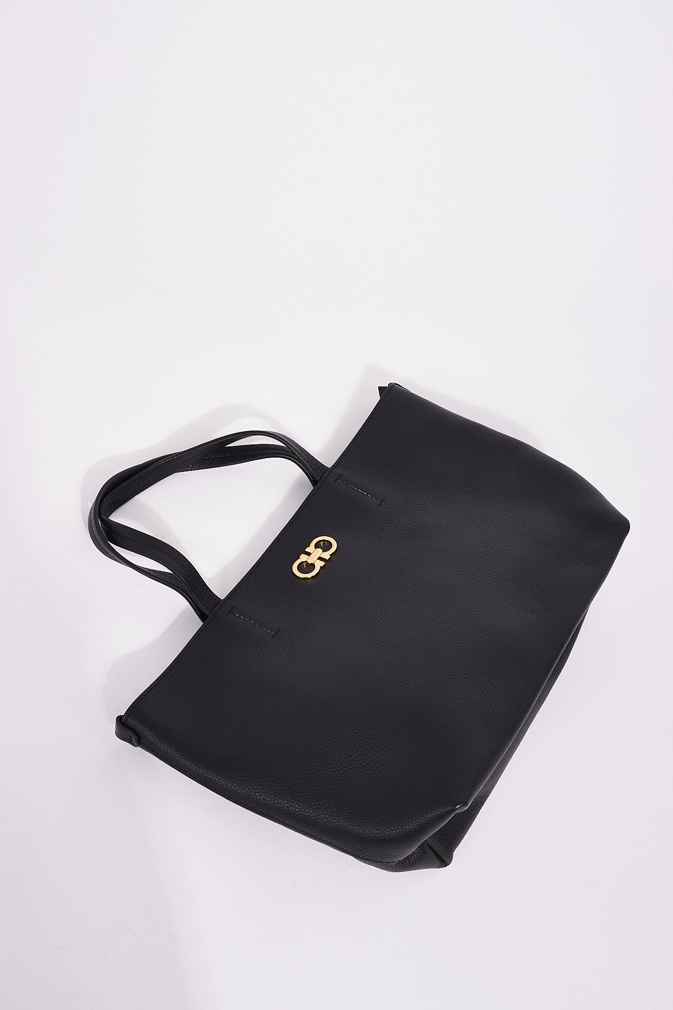 Salvatore Ferragamo Black Leather Small Tote Bag