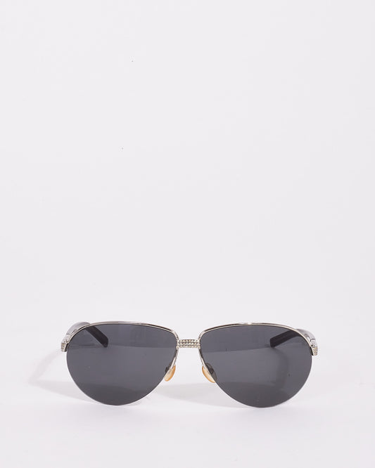 Valentino Black Metal with Crystal Detail 5378/S Aviator Sunglasses
