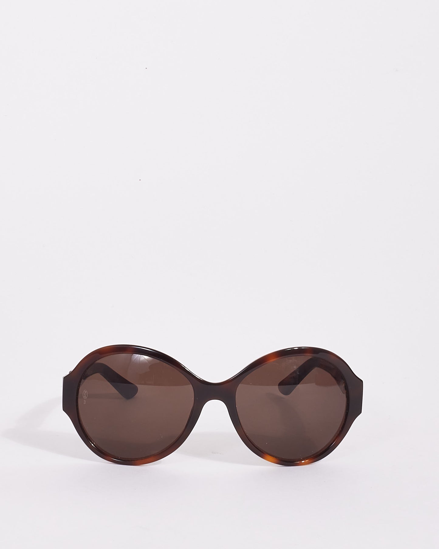 Cartier Brown Tortoise Acetate Oval Trinity Sunglasses