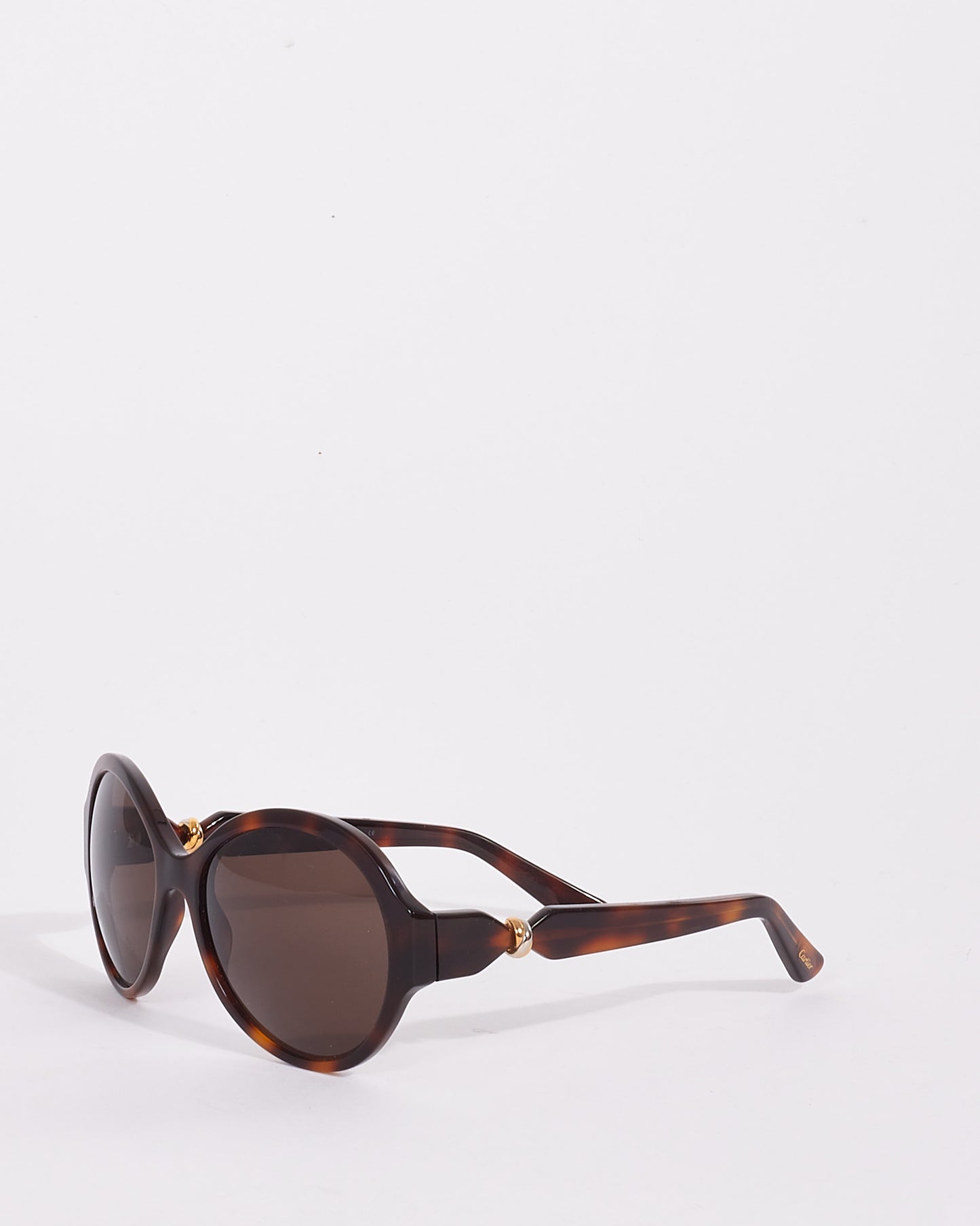 Cartier Brown Tortoise Acetate Oval Trinity Sunglasses