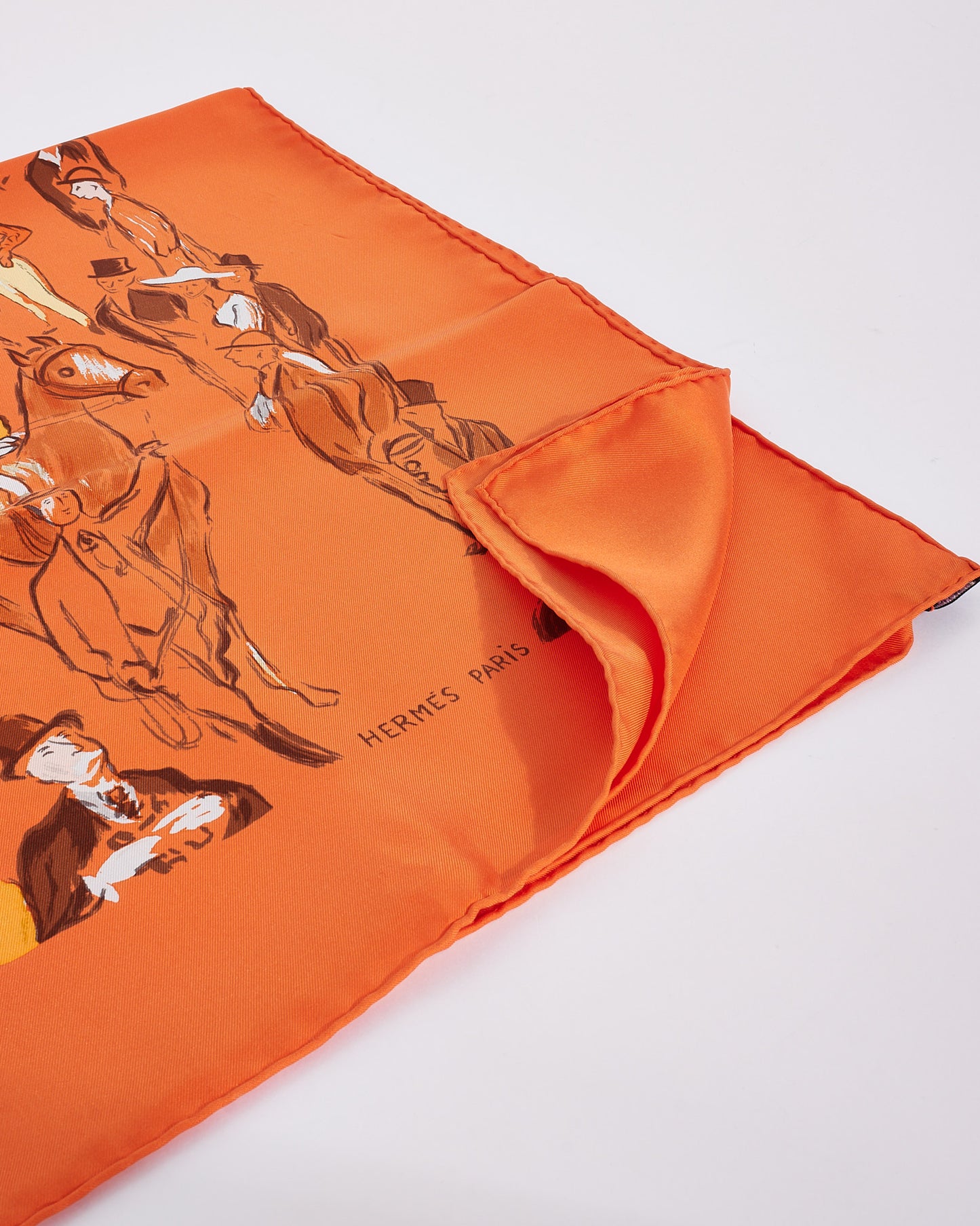 Hermès Orange Silk "Clerc" Scarf 90