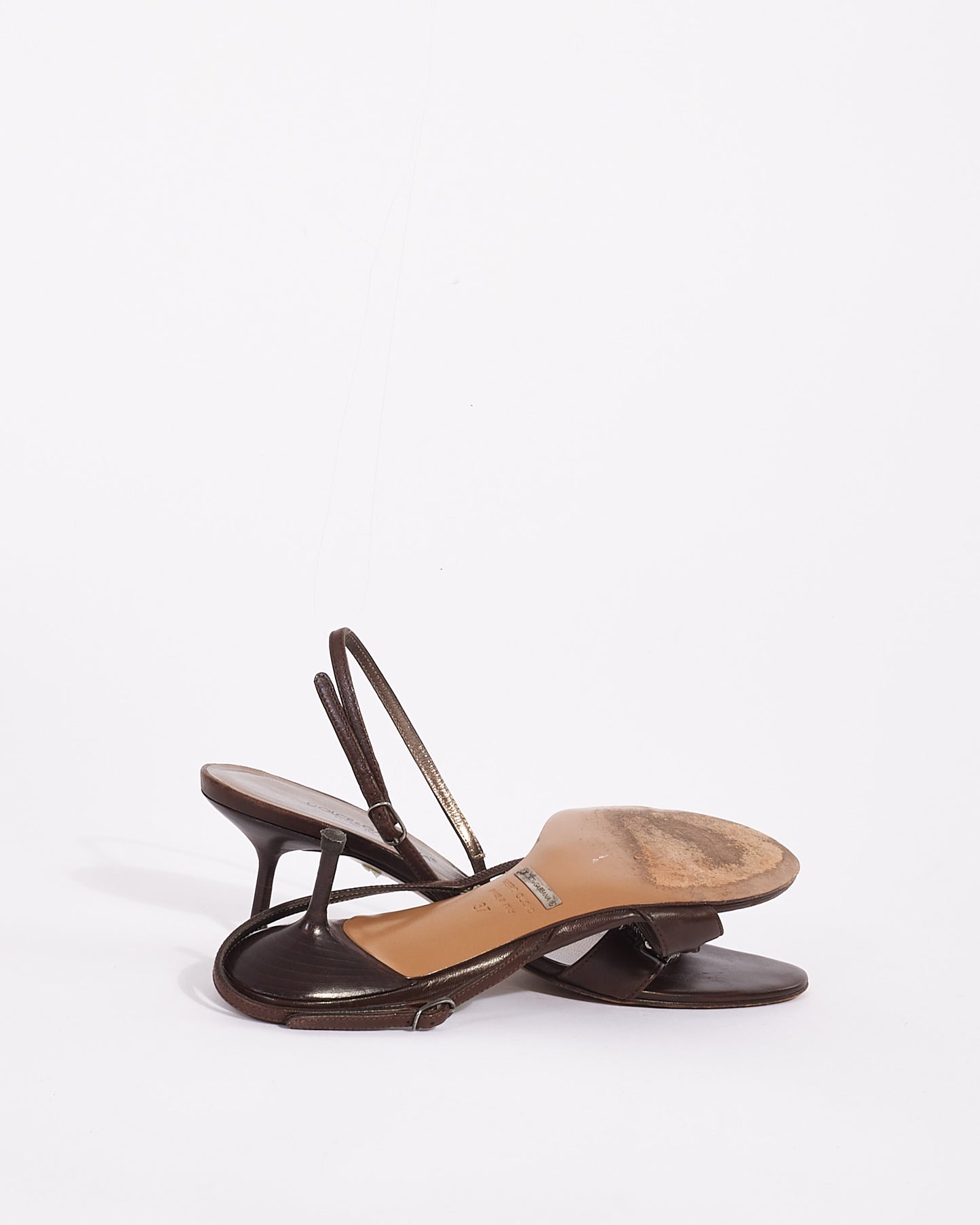Dolce & Gabbana Brown Leather Heeled Sandals - 37