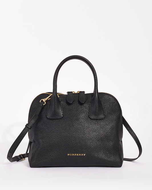 Burberry Black Pebbled Leather Greenwood Satchel with Strap
