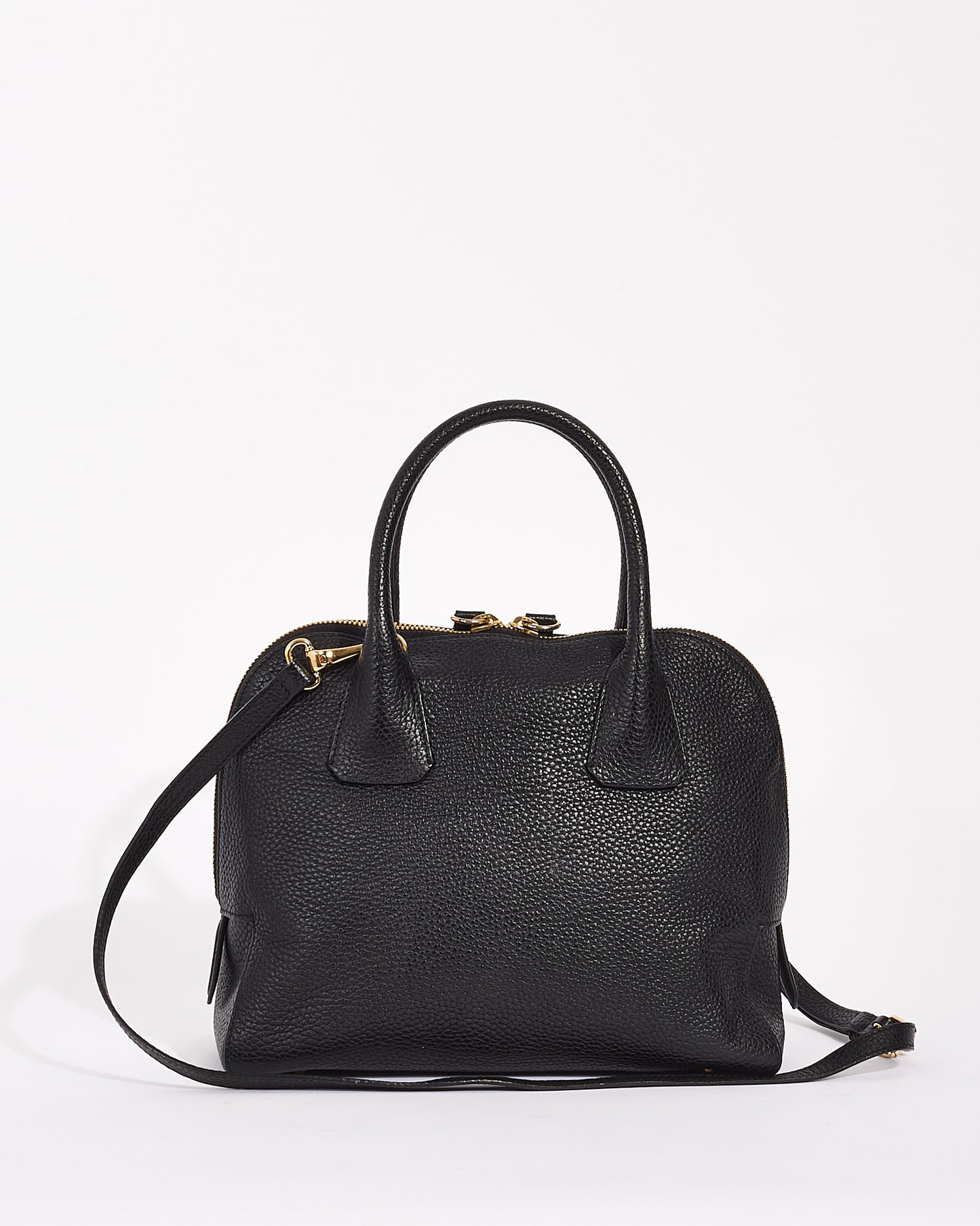 Burberry Black Pebbled Leather Greenwood Satchel with Strap