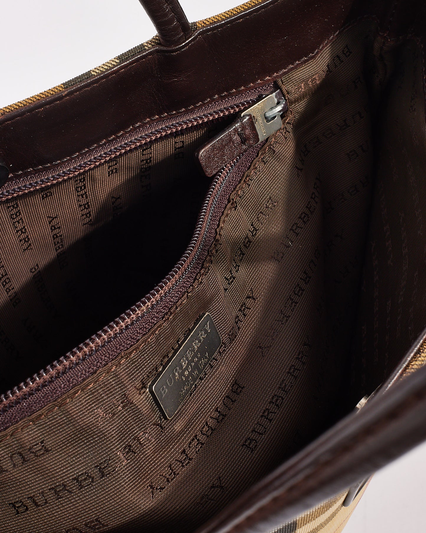 Burberry Beige Canvas Check Nova Print Tote Bag