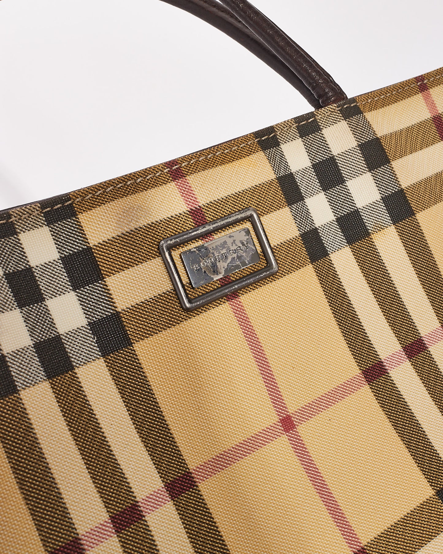 Burberry Beige Canvas Check Nova Print Tote Bag