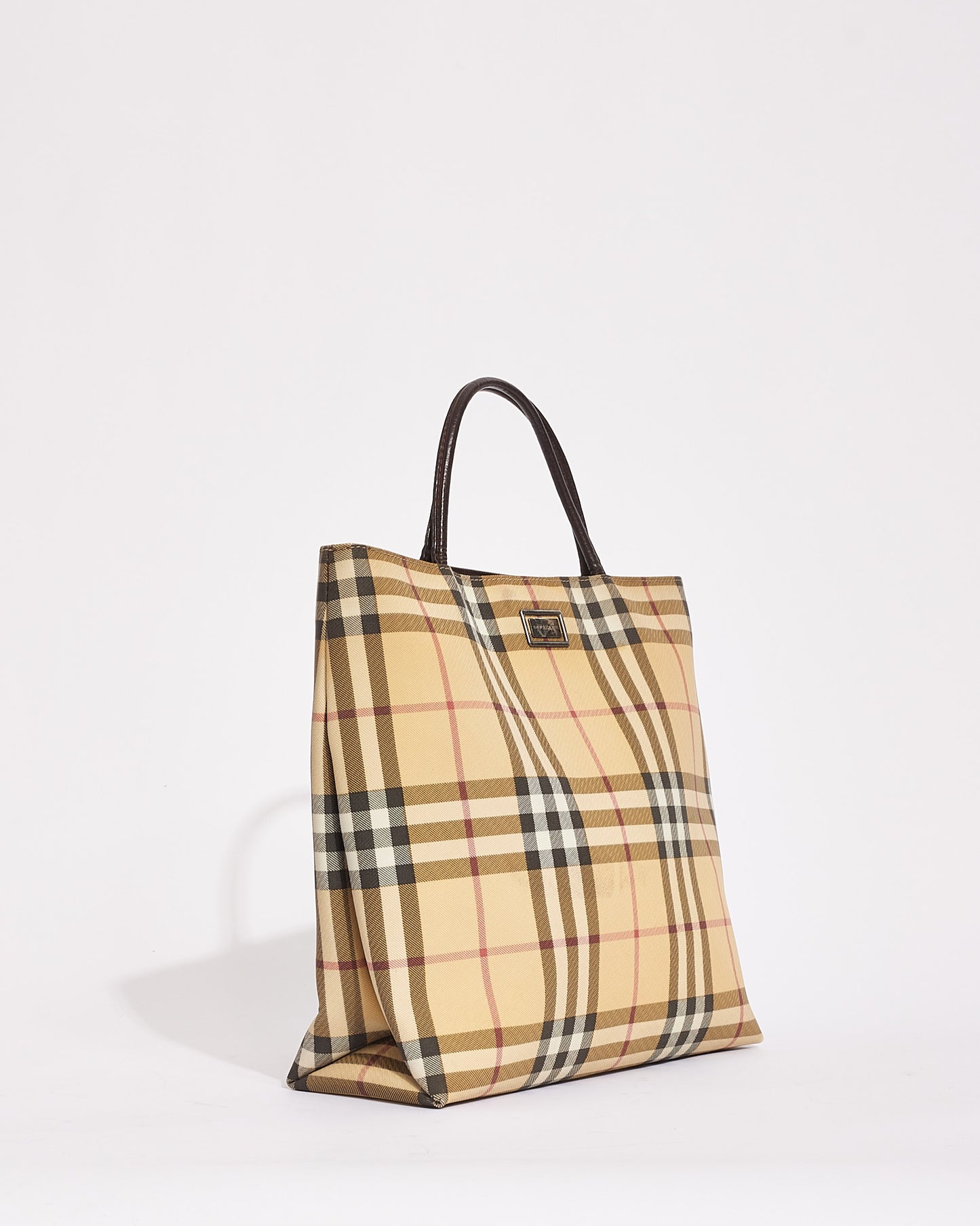 Burberry Beige Canvas Check Nova Print Tote Bag
