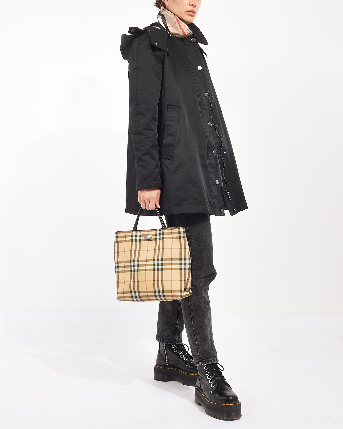 Burberry Beige Canvas Check Nova Print Tote Bag