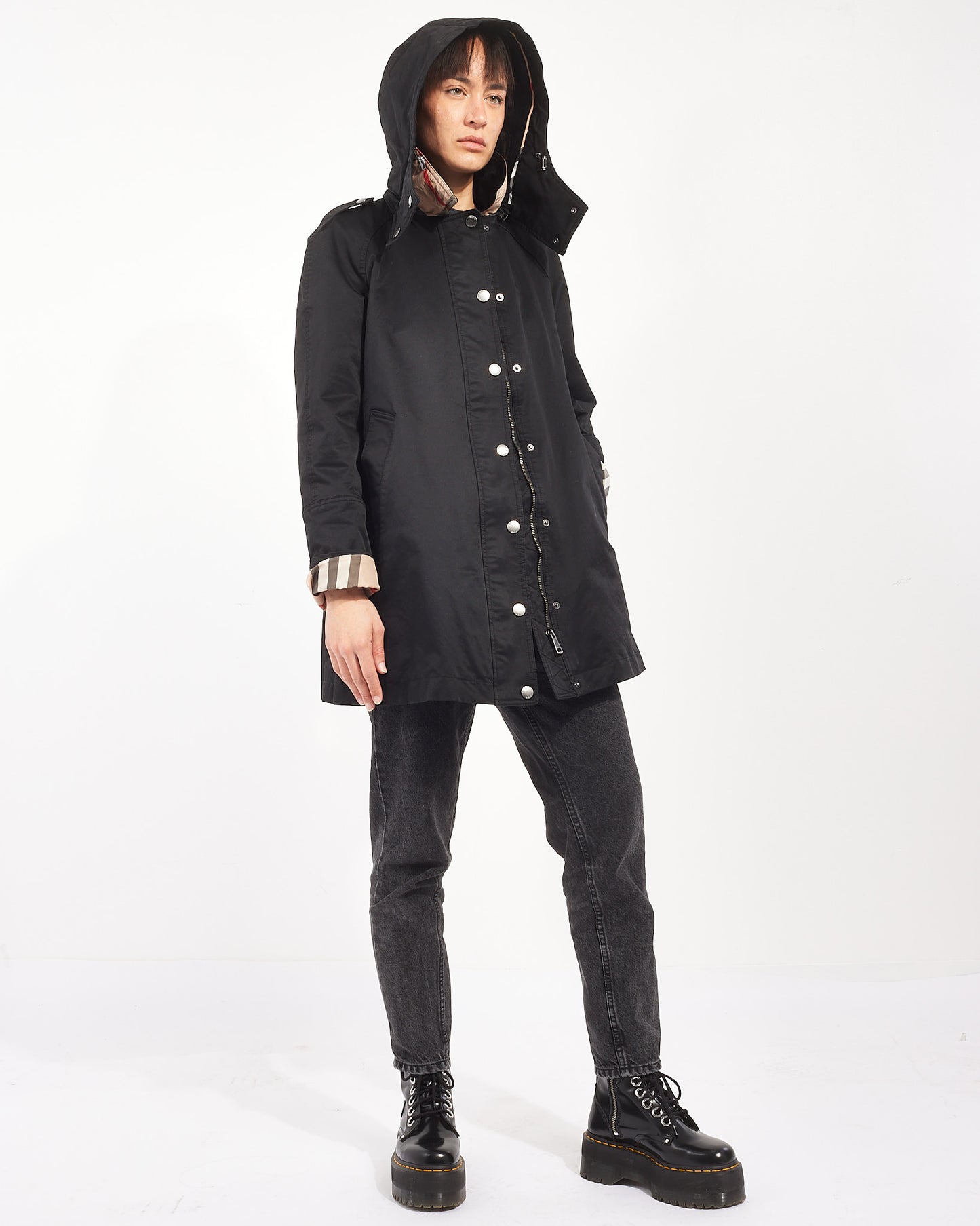 Burberry Black Trench Coat with Removable Vest - 12