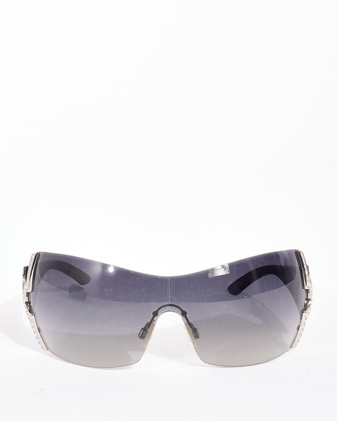 BVLGARI 651‑B white swarovsky crystals Explore a Bvlgari Black Rimless 651-B Crystal Shield Sunglasses