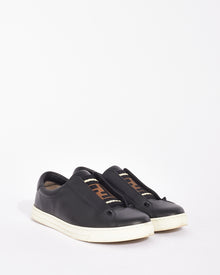  Fendi Black Leather Zucca Rockoclick Slip On Sneakers - 37