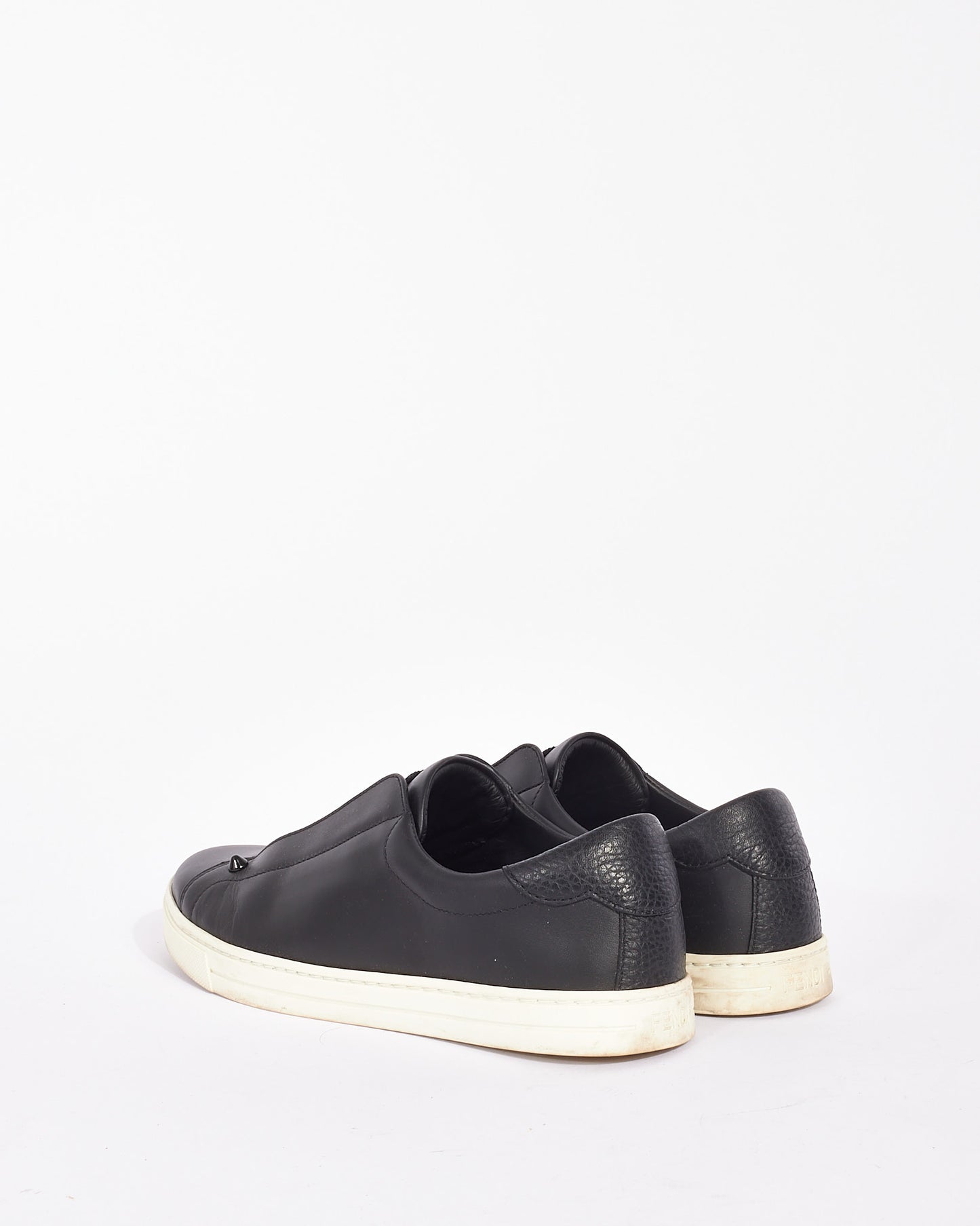 Fendi Black Leather Zucca Rockoclick Slip On Sneakers - 37