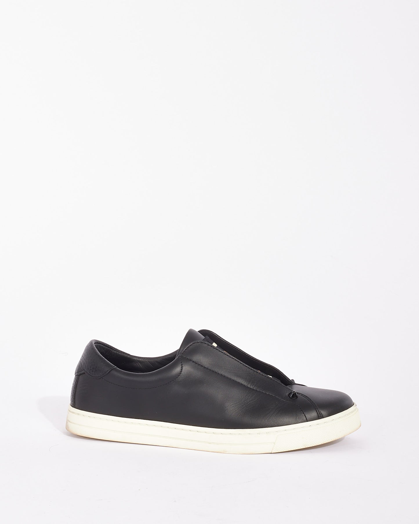 Fendi Black Leather Zucca Rockoclick Slip On Sneakers - 37