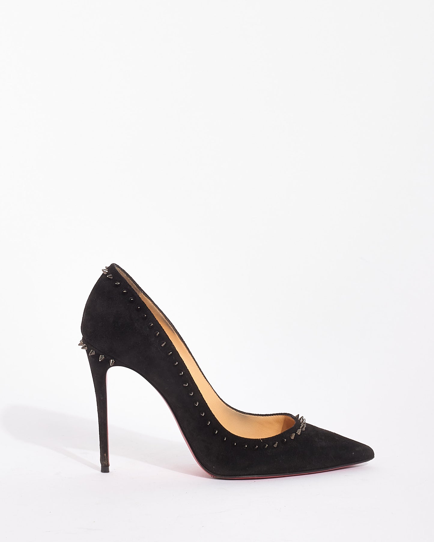 Christian Louboutin Black Suede with Spikes Anjalina 100 Pumps - 36