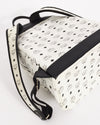 MCM White Leather Stark Visetos Medium Backpack